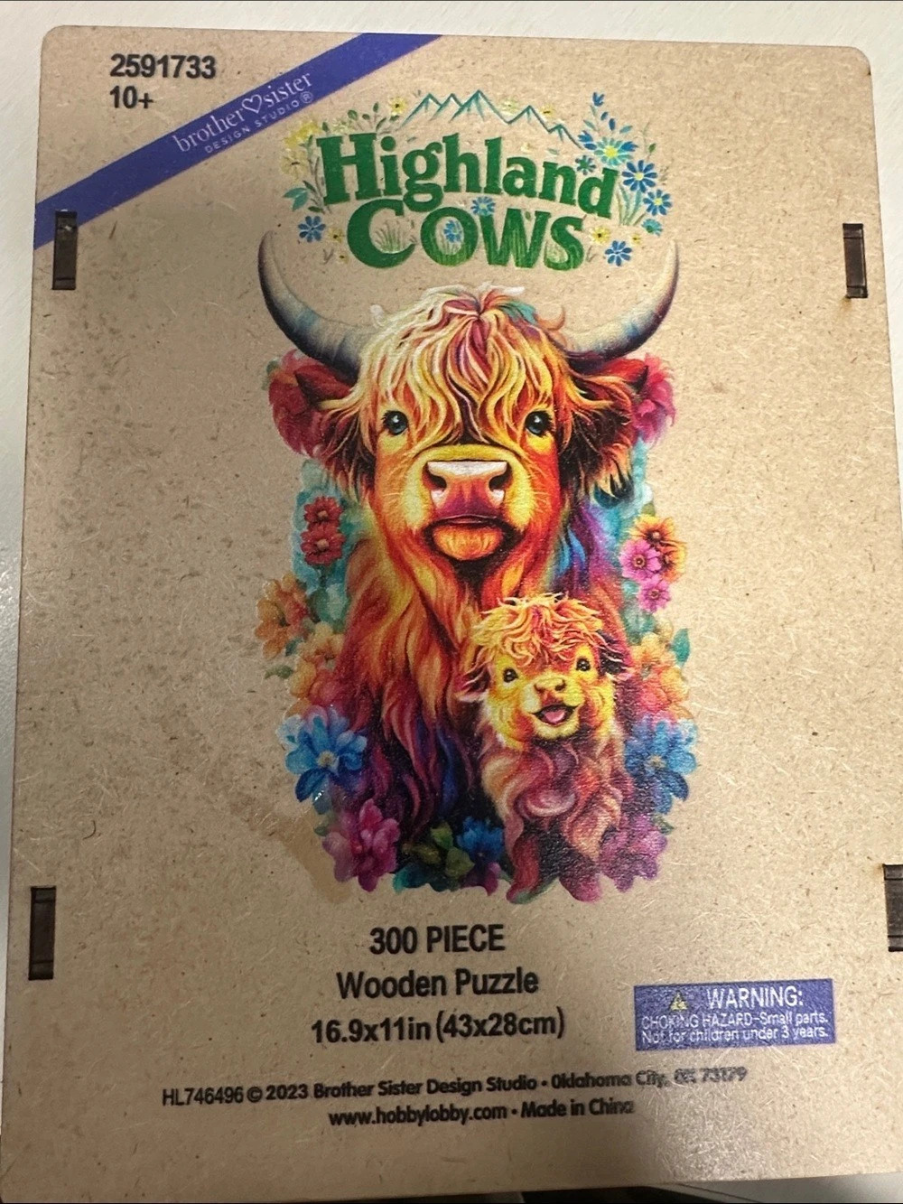 MasterPieces Highland Cows 300-Piece Wooden Puzzle
